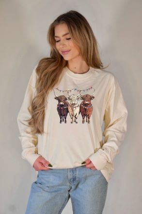 Highland Cow Christmas LS Tee