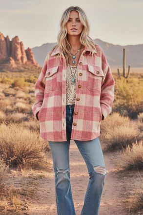 Pink Out Plaid Shacket