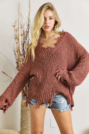 Something To Talk About Distressed Sweater