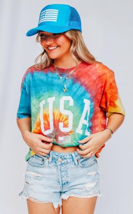 USA Rainbow Tie Dye Tee