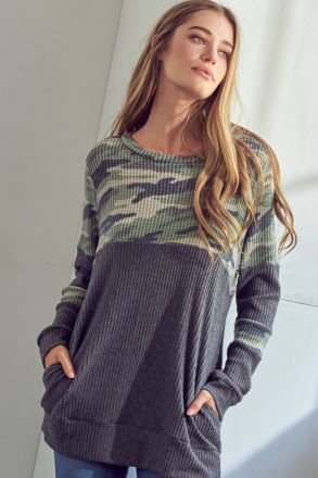 Camo for the Weekend Top