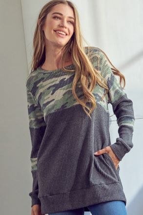 Camo for the Weekend Top