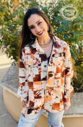 Patches on Patches Cow Print Shacket