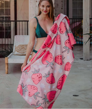 KatyDid Strawberries Quick Dry Beach Towel