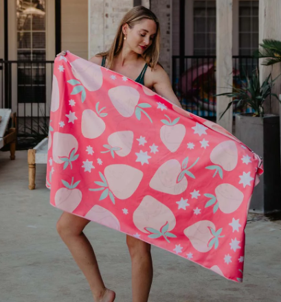 KatyDid Strawberries Quick Dry Beach Towel