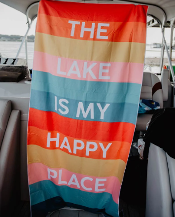 KatyDid The Lake Is My Happy Place Quick Dry Beach Towel